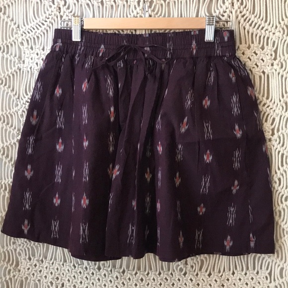 Madewell sz S tribal print drawstring mini skirt - Picture 2 of 5